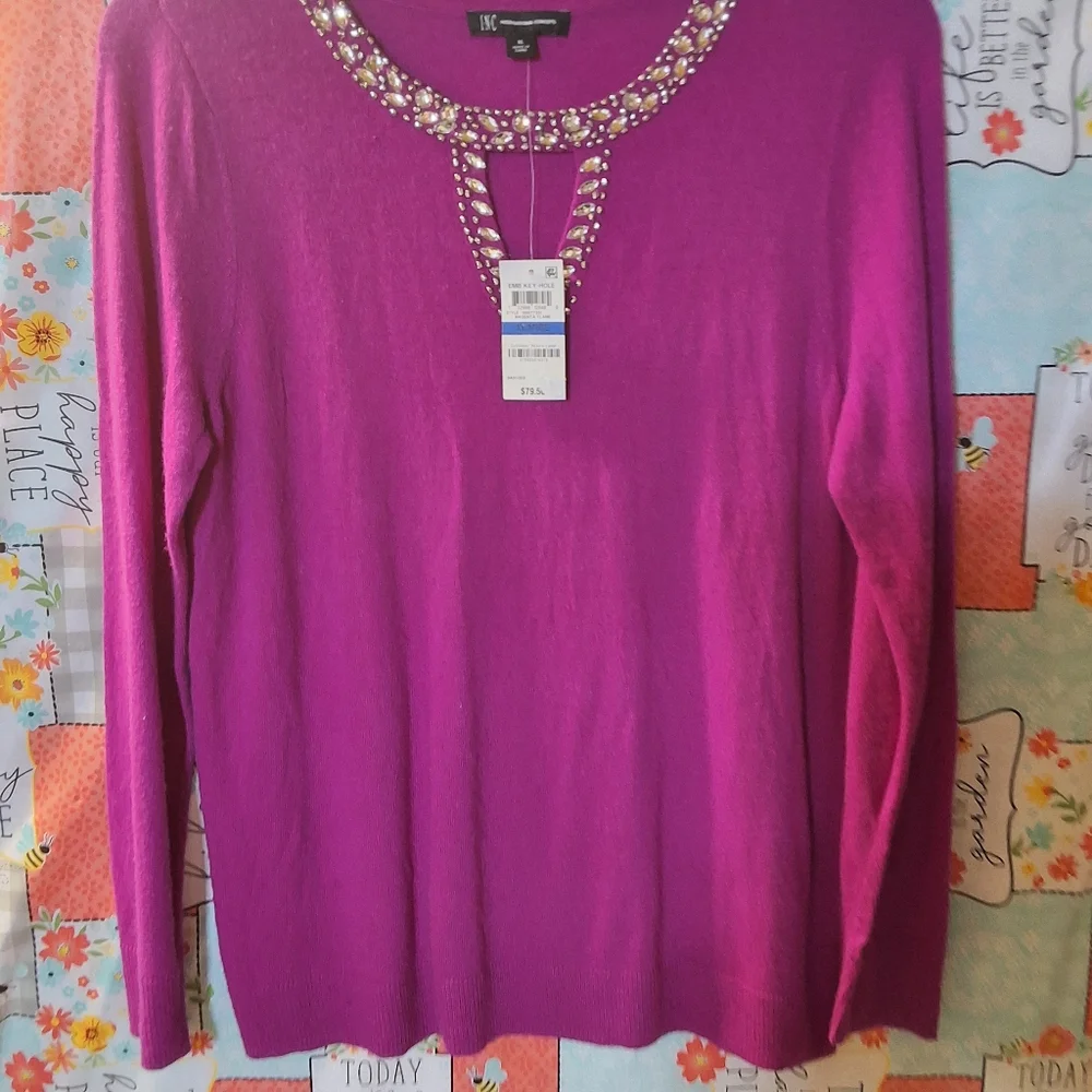 NWT INC PINK LONG SLEEVE KEYHOLE BLOUSE - Picture 4 of 12